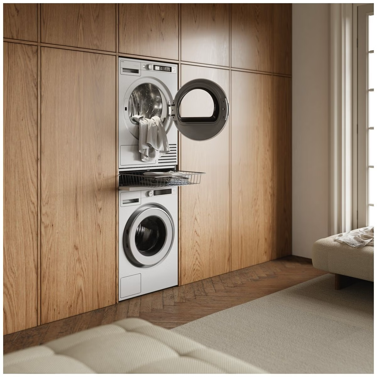HB150W Laundry Stacking Kit Basket