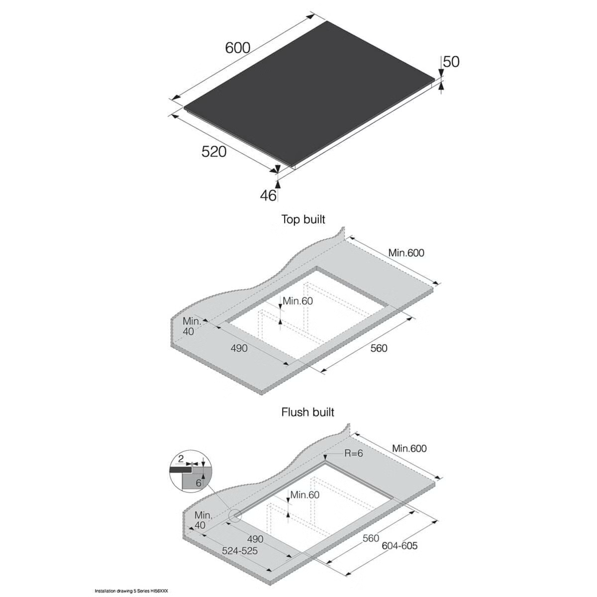HI5643FBG1 60cm Series 5 4 Zone Induction Cooktop