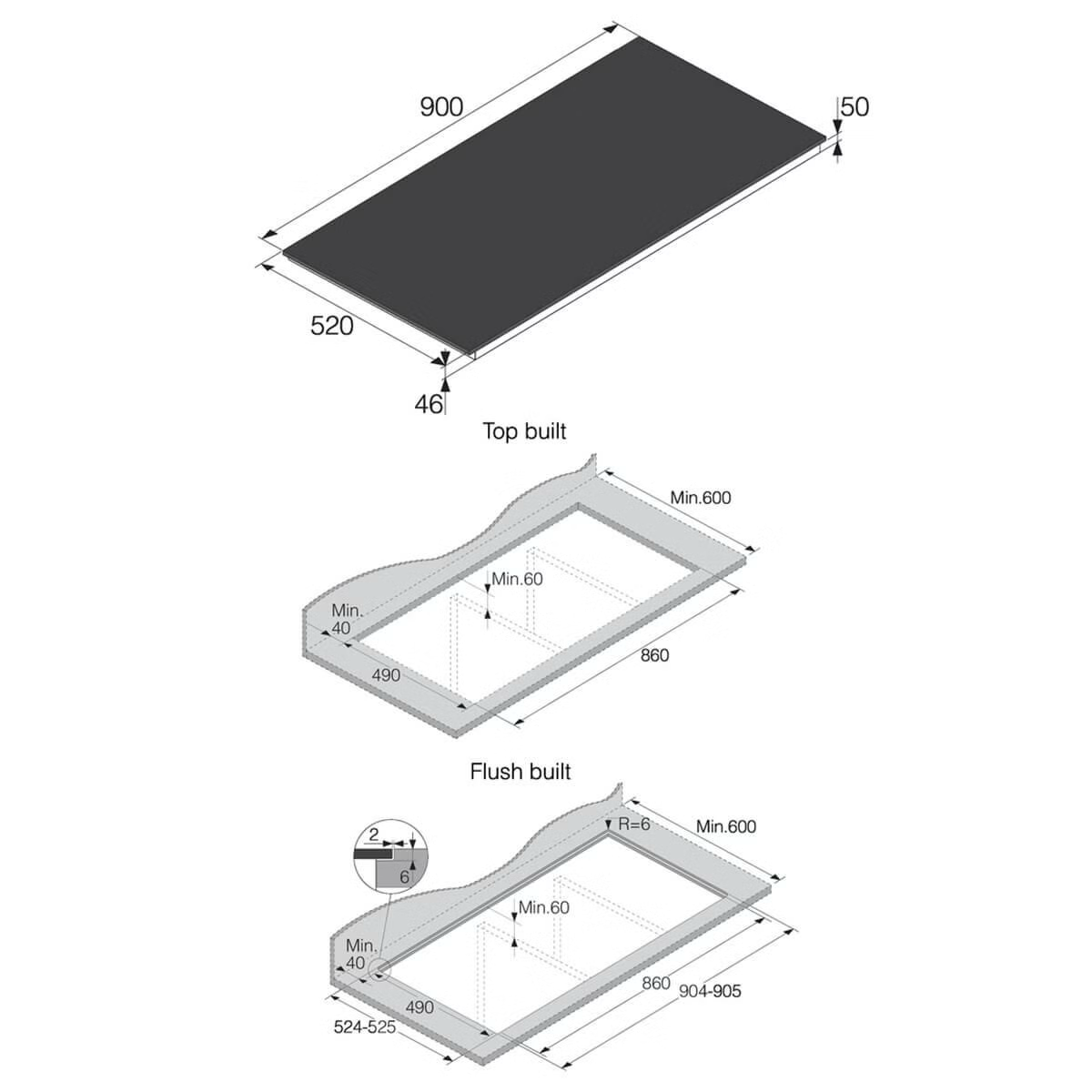 HI5952FBG1 90cm Series 5 5 Zone Induction Cooktop