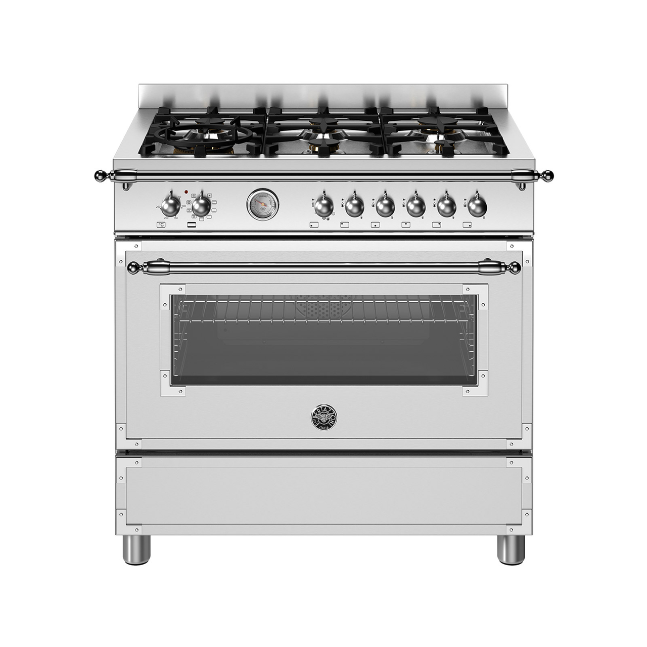 HER96L1EXT Italian Heritage Stainless Dual Fuel Cooker