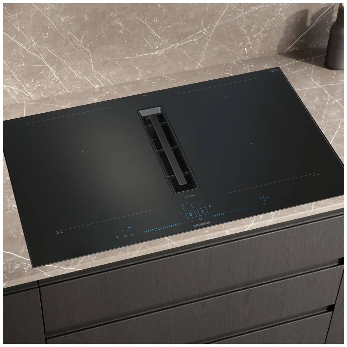EX87BNX68E  80cm iQ700 Induction Cooktop with Downdraft Rangehood