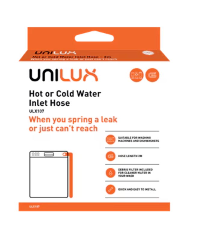 ULX107 Universal Hot or Cold Water Inlet Hose 2m