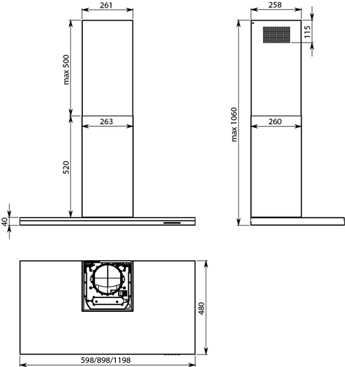 F5LM60S1 - 60cm Lumen Wall Canopy Rangehood - Stainless Steel