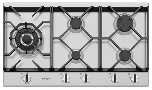 WHG958SC -  90cm 5 Burner Stainless Steel Gas Cooktop With High Powered Wok Burner WHG958SC -  90cm 5 Burner Stainless Steel Gas Cooktop With High Powered Wok Burner