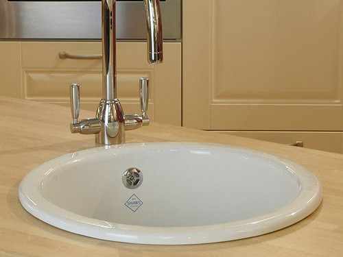 SCR0460WH - Shaws Round 460 Classic Single Bowl Inset/Undermount Handcrafted Fireclay Sink