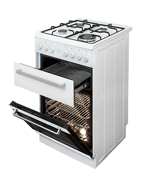 AFGG54EG - 54cm Freestanding Gas Cooker With Wok Burner, Separate Electric Grill - White