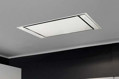 SLT958 EM WH - 90cm Valentina Collection Offboard Flush Mount Ceiling Cassette Rangehood - White Glass (Motor Sold Separately)