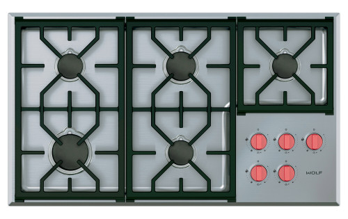 ICBCG365PS - 91cm Professional Natural Gas 5 Burner Cooktop - Stainless Steel  (Avail with Different Colour Knobs)