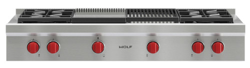 ICBSRT484CGLP - 120cm 4 Burner LPG Cooktop with Infrared Chargrill and Teppanyaki Plate - Stainless Steel