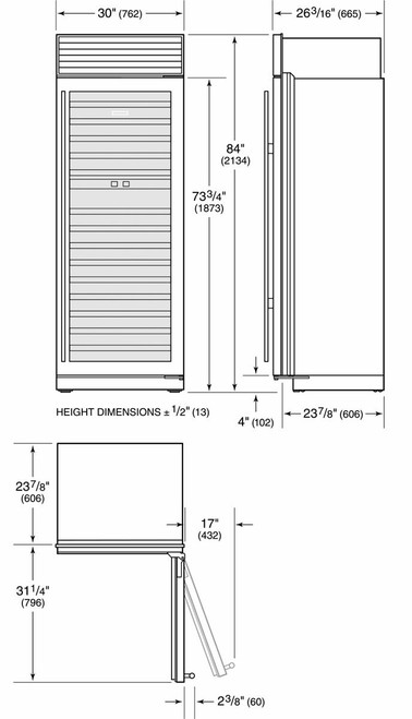 ICBBW30OLH - 146 Bottle Classic Integrated Wine Storage Cabinet, Left Hinge Ready