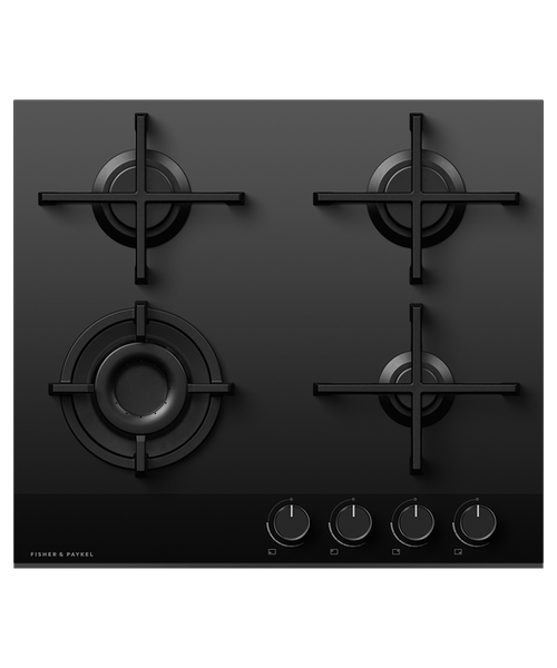 CG604DNGGB4 - 60cm Natural Gas 4 Burner Cooktop, Includes Mini Wok Burner  - Black Glass CG604DNGGB4 - 60cm Natural Gas 4 Burner Cooktop, Includes Mini Wok Burner  - Black Glass