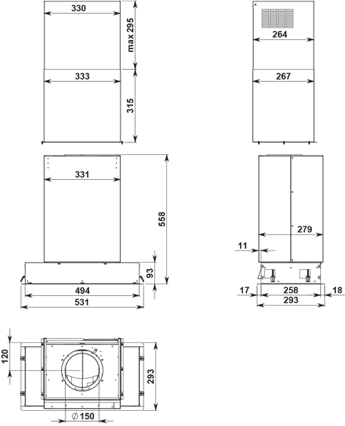 F3GN60S1 - 60cm Gruppo Incasso NRS Undermount Rangehood with Remote Control - Stainless Steel