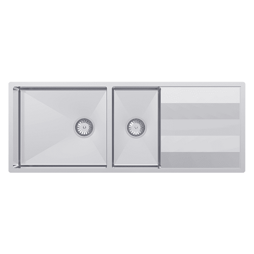 ST460DU - Abey Lugano 1 and 3/4 Bowl Undermount Sink with Drainer - Stainless Steel