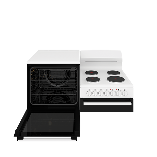 WDE132WC - Left Hand Elevated Electric Freestanding Cooker, Seperate Grill - White