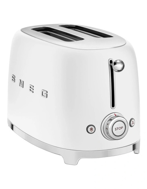 TSF01WHMAU - 2 Slice Toaster, 50's Retro Style Aesthetic, MATTE WHITE