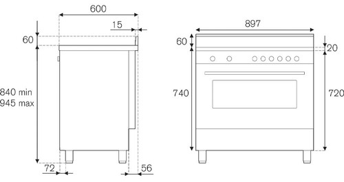 TUS95L61LDX - 90cm Futura Series Electric Freestanding Oven/Stove - Stainless Steel