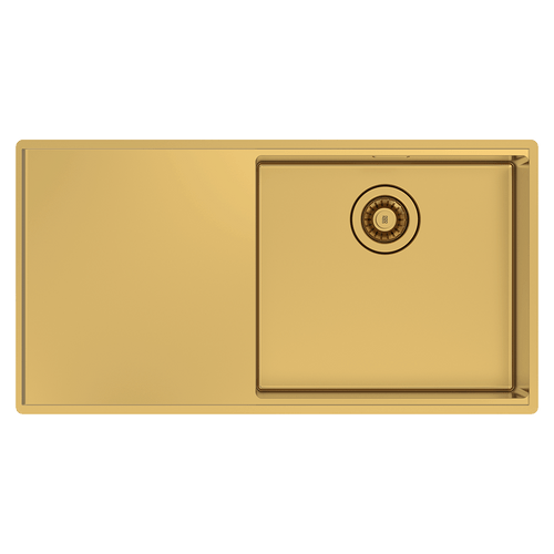 STQ450SRG Boutique Lugano Single Bowl & Drainer Right Hand Bowl Eureka Gold STQ450SRG Boutique Lugano Single Bowl & Drainer Right Hand Bowl Eureka Gold