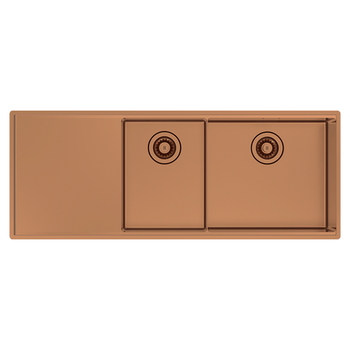 STQ450DRCO Boutique Lugano One & One Quarter Drainer Right Hand Bowl Artisan Copper STQ450DRCO Boutique Lugano One & One Quarter Drainer Right Hand Bowl Artisan Copper