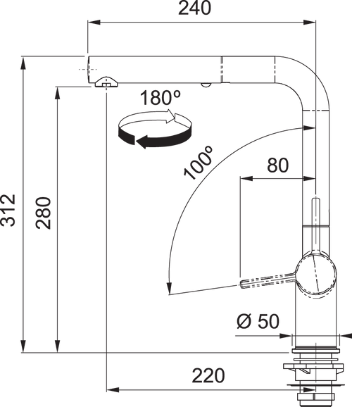 TA7741MW – Active L Pullout 2 Jet Tap - Matte White