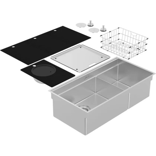 PZQ520D - Abey  Boutique Piazza Plus Double Bowl Stainless Steel Sink - Stainless Steel