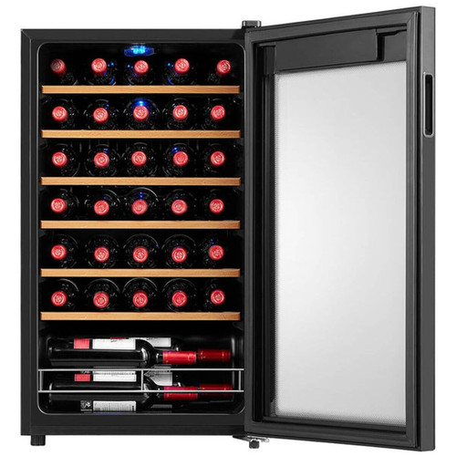 HUSWC93SKB - 34 Bottle Single Zone Wine Fridge - Black