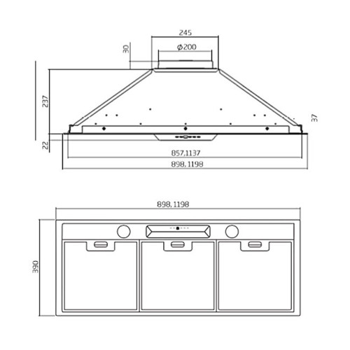 UM139012SP - 120cm Undermount Rangehood - Stainless Steel