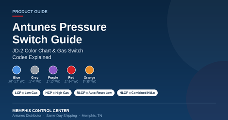 Antunes Pressure Switch Guide: JD-2 Color Chart & Gas Switch Codes
