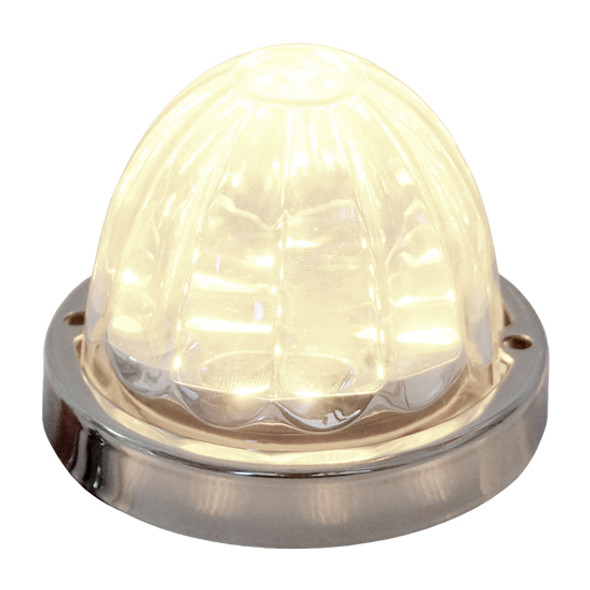 Legendary 3-1/2 Glass Watermelon Warm White-Clear 3 Wire Dual Function Stainless Steel Bezel LED Light - Each