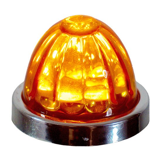 Legendary 1-1/2 Glass Watermelon Amber-Amber 3 Wire Dual Function Chrome Bezel, Stud Mount LED Light - Each