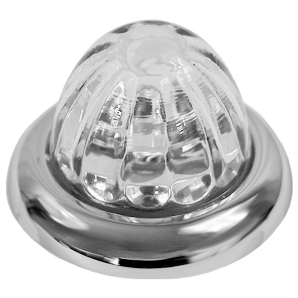 Legendary 1-1/2 Glass Watermelon Amber-Green-Clear 4 Wire Dual Tone Curved Chrome Bezel, Stud Mount LED Light - 8 Pack