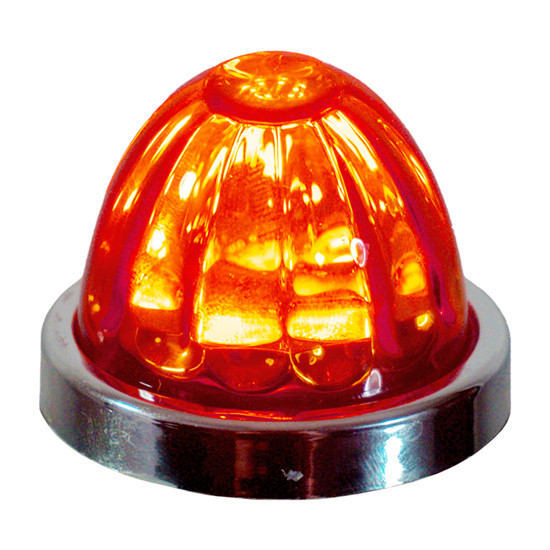 Legendary 1-1/2 Glass Watermelon Red-Red 3 Wire Dual Function Chrome Bezel, Stud Mount LED Light - Each