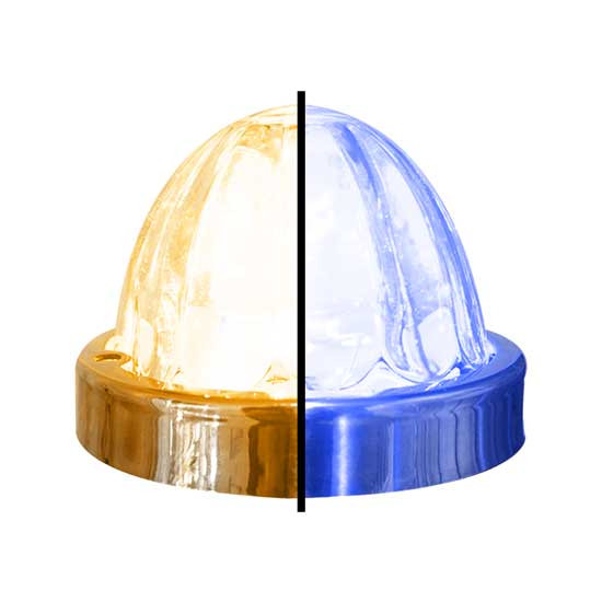 Legendary Underboss Large Glass Watermelon Amber-Blue-Clear 4 Wire Dual Function W/ Stainless Bezel LED Light - Each