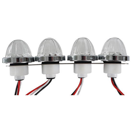 SS Air Cleaner Panels With 8 Legendary Small Watermelon Amber-Clear LED Lights For Peterbilt 378, 379, 388, 389