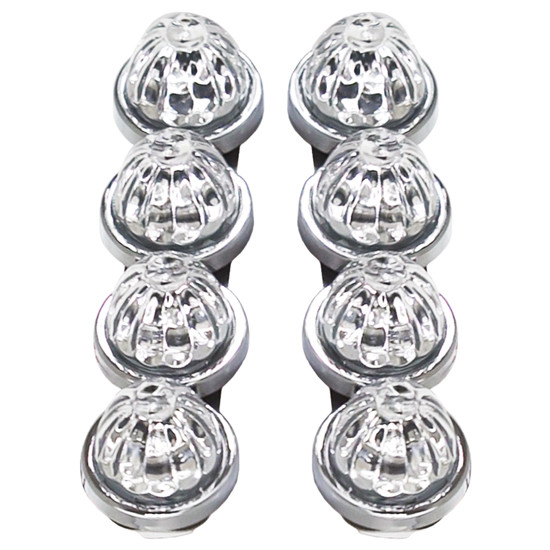SS Air Cleaner Panels With 8 Legendary Small Watermelon Amber-Clear LED Lights For Peterbilt 378, 379, 388, 389