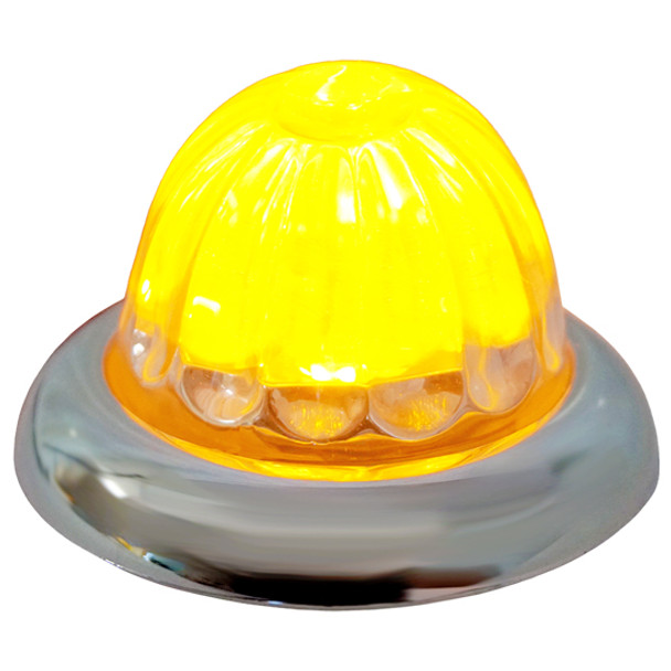 Legendary 1-1/2 Glass Watermelon Amber 3 Wire Dual Function Chrome Bezel, Stud Mount LED Light - Each