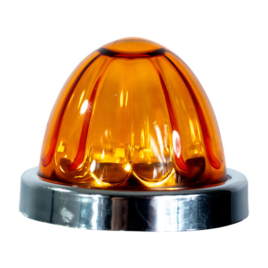 Legendary 1-1/2 Glass Watermelon Amber-Amber 3 Wire Dual Function Chrome Bezel, Stud Mount LED Light - Each