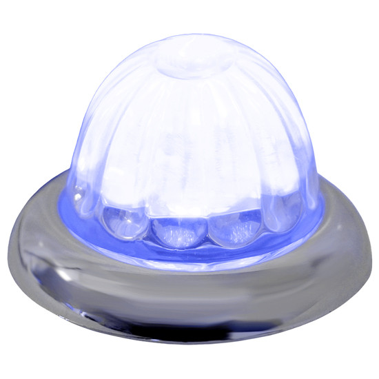Legendary 1-1/2 Glass Watermelon Blue-Clear 2 Wire Single Function Chrome Bezel, Stud Mount LED Light - Each