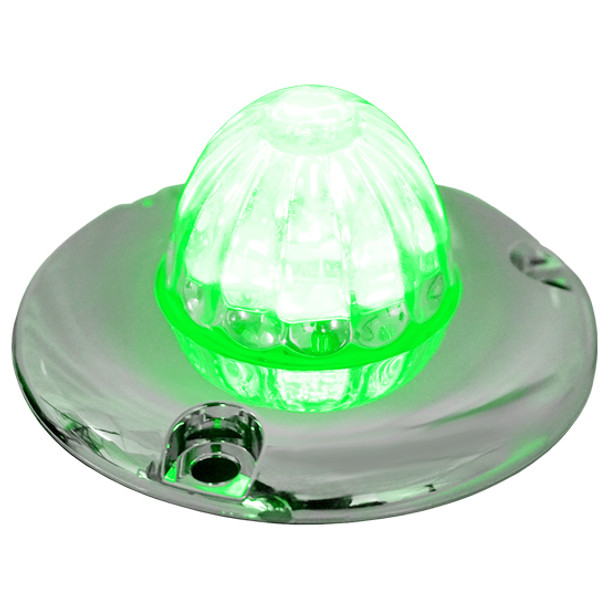 Legendary 1-1/2 Glass Watermelon Clear-Green 2 Wire Single Function Chrome Flat Bezel LED Light - Each