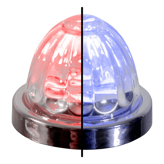 Legendary 1-1/2 Glass Watermelon Red-Blue-Clear 4 Wire Dual Tone Chrome Bezel, Stud Mount LED Light - Each