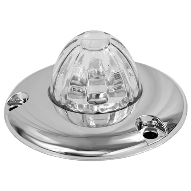Legendary 1-1/2 Glass Watermelon Red-Blue-Clear 4 Wire Dual Tone Flat Chrome Bezel LED Light - Each