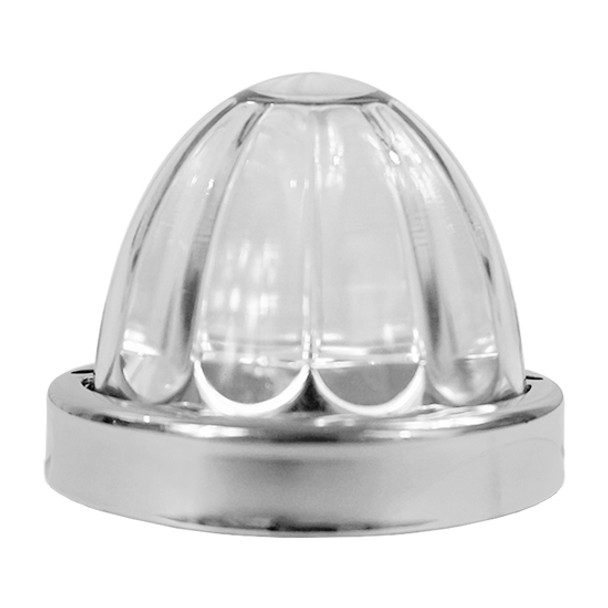 Legendary 3-1/2 Glass Watermelon Amber-Red-Clear 4 Wire Dual Tone Stainless Steel Bezel LED Light - 5 Pack