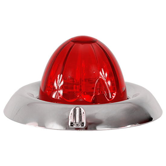 Legendary 3-1/2 Glass Watermelon Red-Red 3 Wire Dual Function Chrome Inset Bezel LED Light - 5 Pack