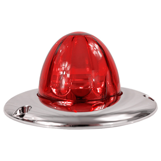 Legendary 3-1/2 Glass Watermelon Red-Red 3 Wire Dual Function Chrome Flat Bezel LED Light - Each