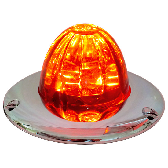 Legendary 3-1/2 Glass Watermelon Red-Red 3 Wire Dual Function Chrome Flat Bezel LED Light - Each