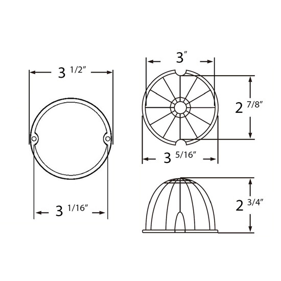 Legendary Extreme Large Glass Watermelon Cool White-Clear 3 Wire Dual Function W/ Aluminum Base LED Light - Each
