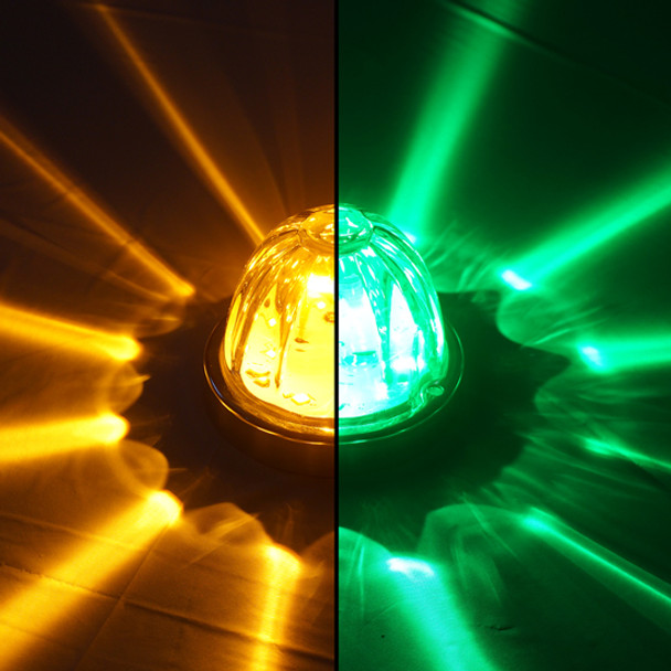 Legendary Extreme Large Glass Watermelon Amber To Green - Clear 4 Wire Dual Function W/ Stainless Bezel LED Light - Each