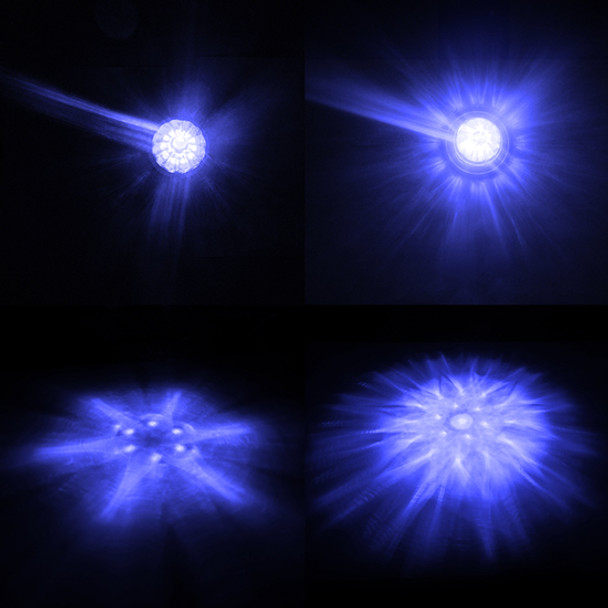 Legendary 1-1/2 Inch Glass Watermelon Blue- Clear 3 Wire, Stud Mount W/ Chrome Bezel LED Light- 8 Pack