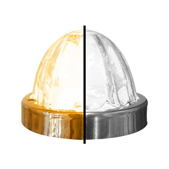 Legendary Underboss Large Glass Watermelon Amber-White-Clear 4 Wire Dual Function W/ Stainless Bezel LED Light - Each