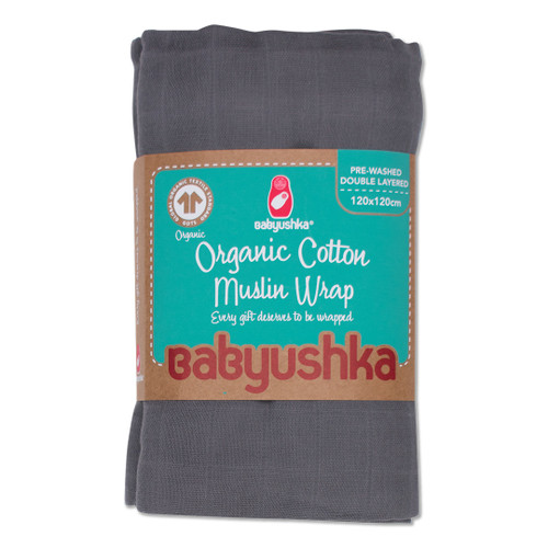 Babyushka Organic Muslin Wrap Charcoal