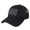 T88 - Tactical Cap USA Flag - Low Crown Structured Air Mesh Flex - Black